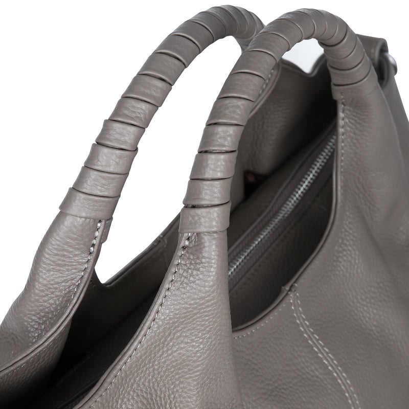 Iswee Genuine Leather Purses for Women Designer Shoulder Bag Gray Crossbody Handbags Top Handle Purse Satchel Bag(Gray) - Image 2